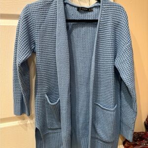 Women's Blue Open Front Cardigan Sweater